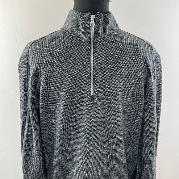 ROBERT GRAHAM Gray Cotton Classic Fit Quarter Zip Pullover Long Sleeve Top Sz M - Picture 2 of 9